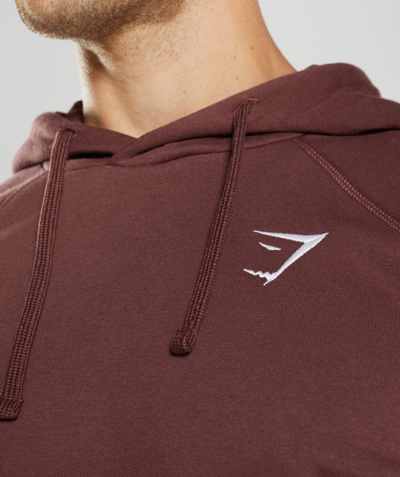 Men's Gymshark Crest Hoodie Brown | NZ 0NXBTI